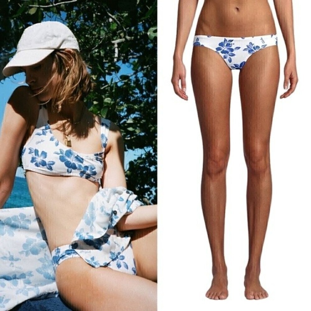 New! Solid & Striped The Elle Aloha Text Floral Tropical Hawaiian Bikini Bottom